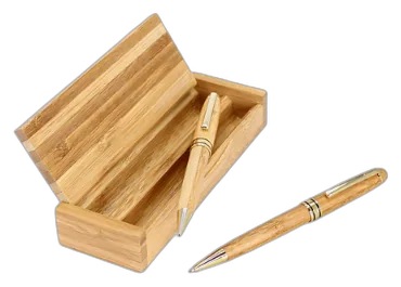 Set Bolígrafos Bambú con caja